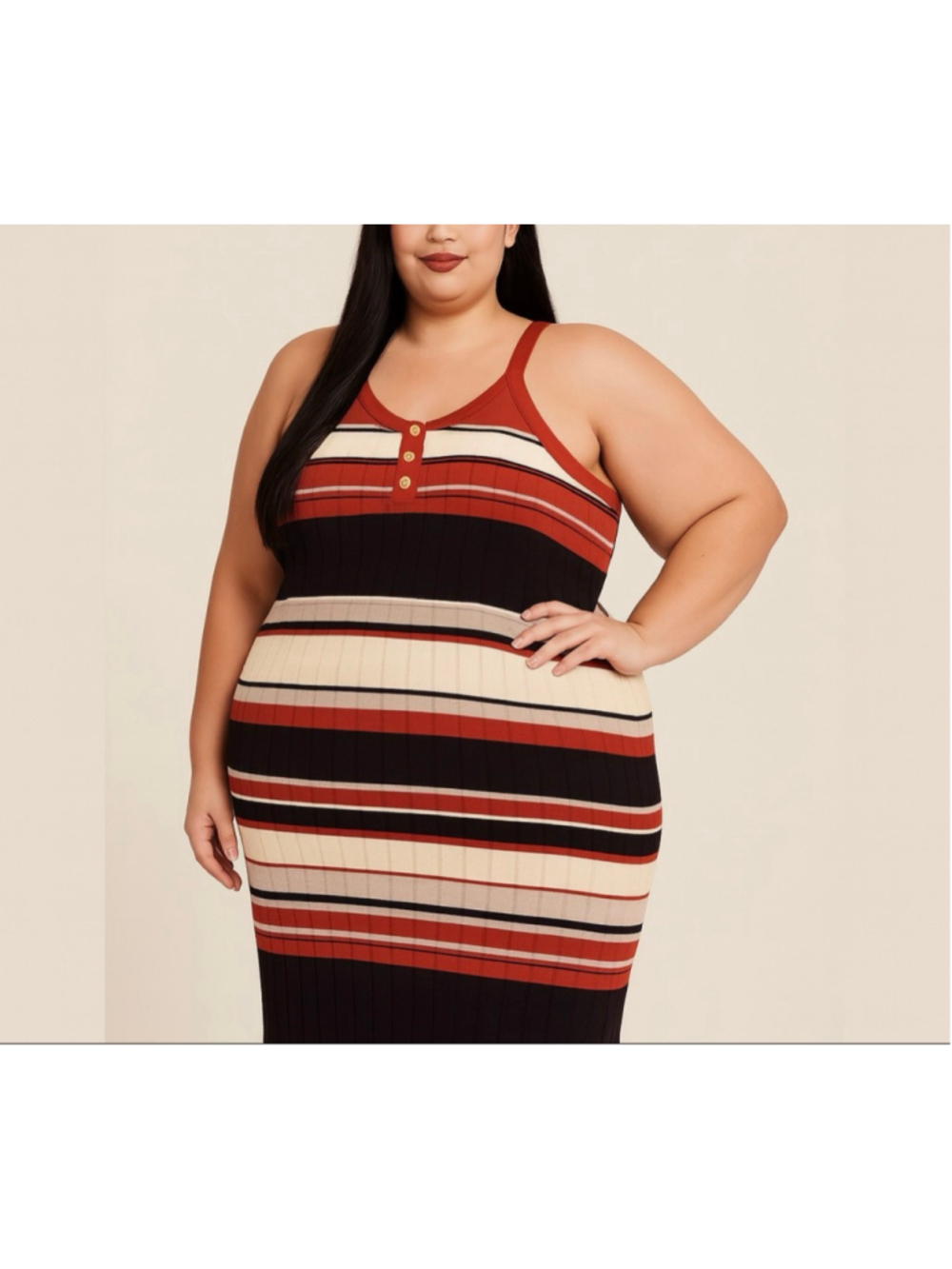 NWT JOLIE & JOE Size 3X White Red Blue Stretchy Stripped Long Sleeveless…